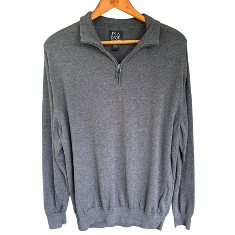 NEW Jos. A. Bank Dark Gray Sweater Size XL 100% Pima Cotton 1/4 Zip Long Sleeve